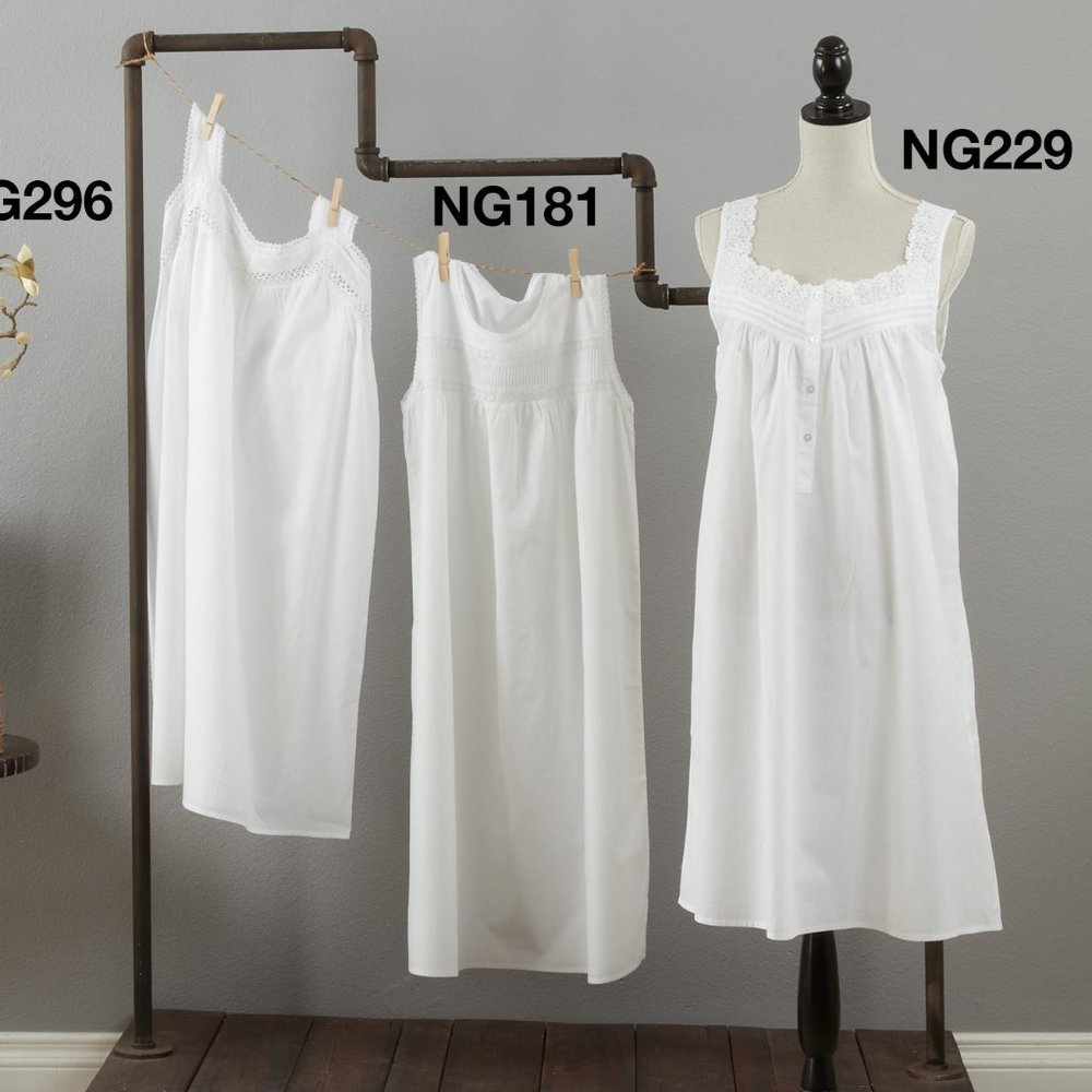 Taleen White 100% cotton Ladies Nightgown Night Dress Embroidered lightweight